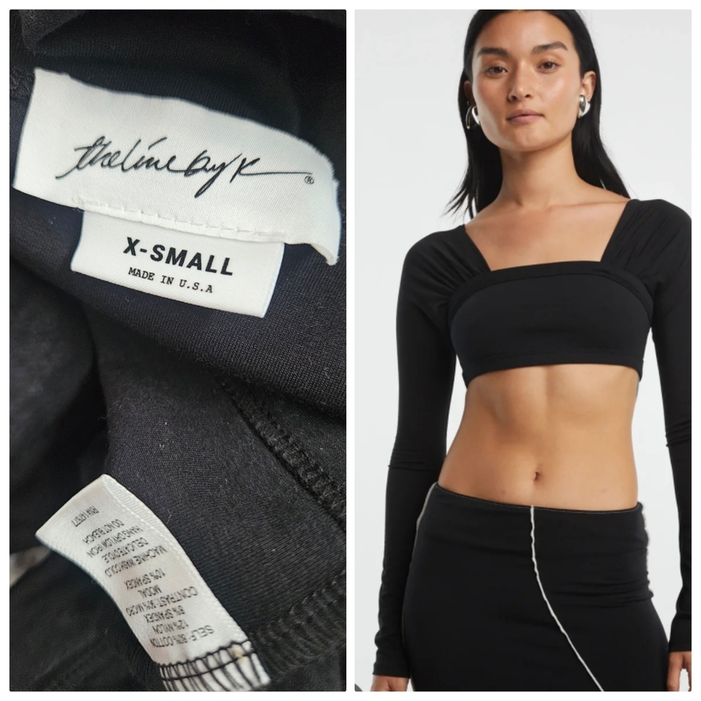 Nwt The Line By K long sleeve Miro Contrast Black Top XS